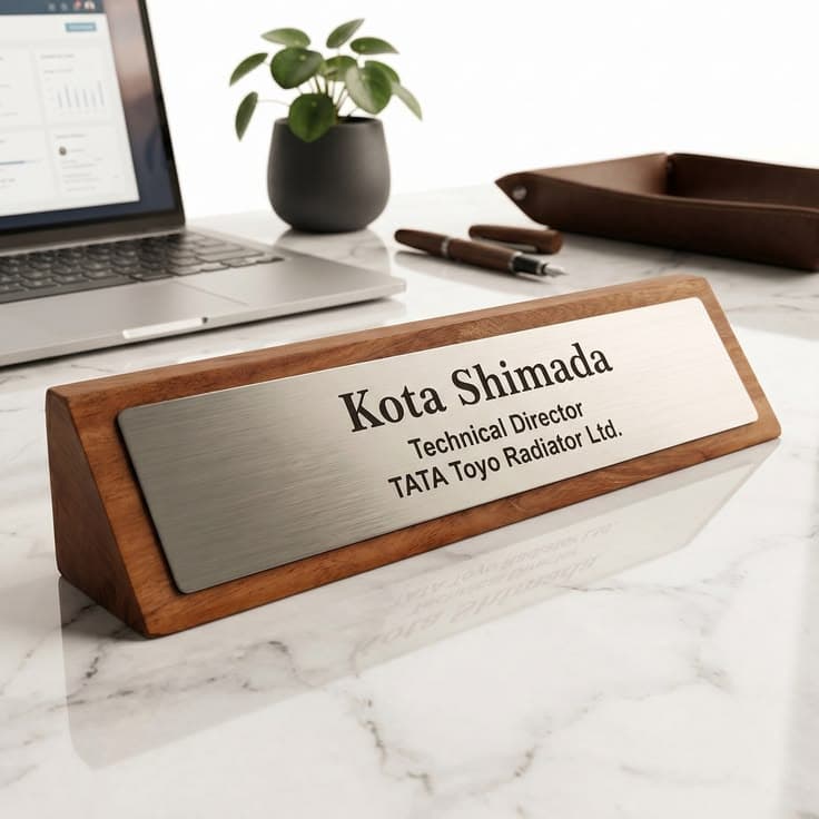 Wooden-Base Desk Plate